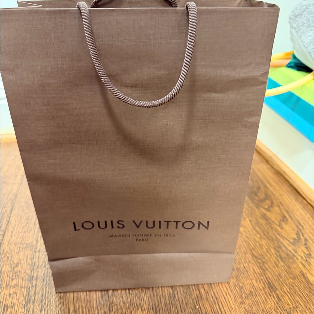 Authentic Louis Vuitton shopping bag from an LV boutique.